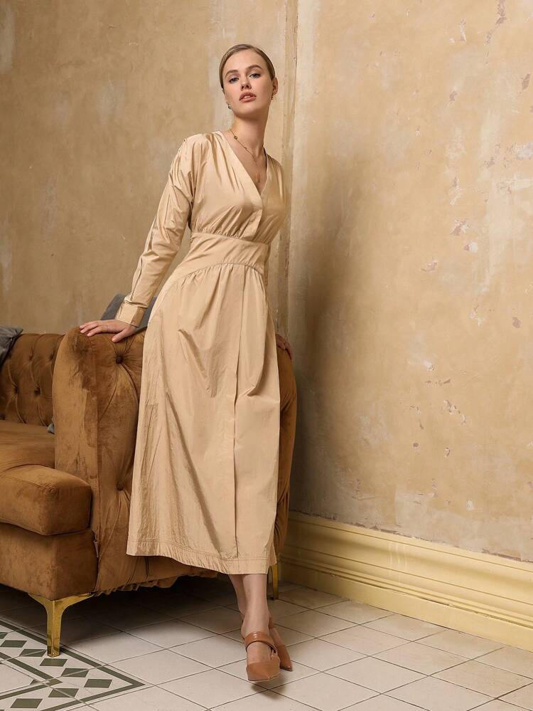 Women's V-Neck Long Sleeve Dress