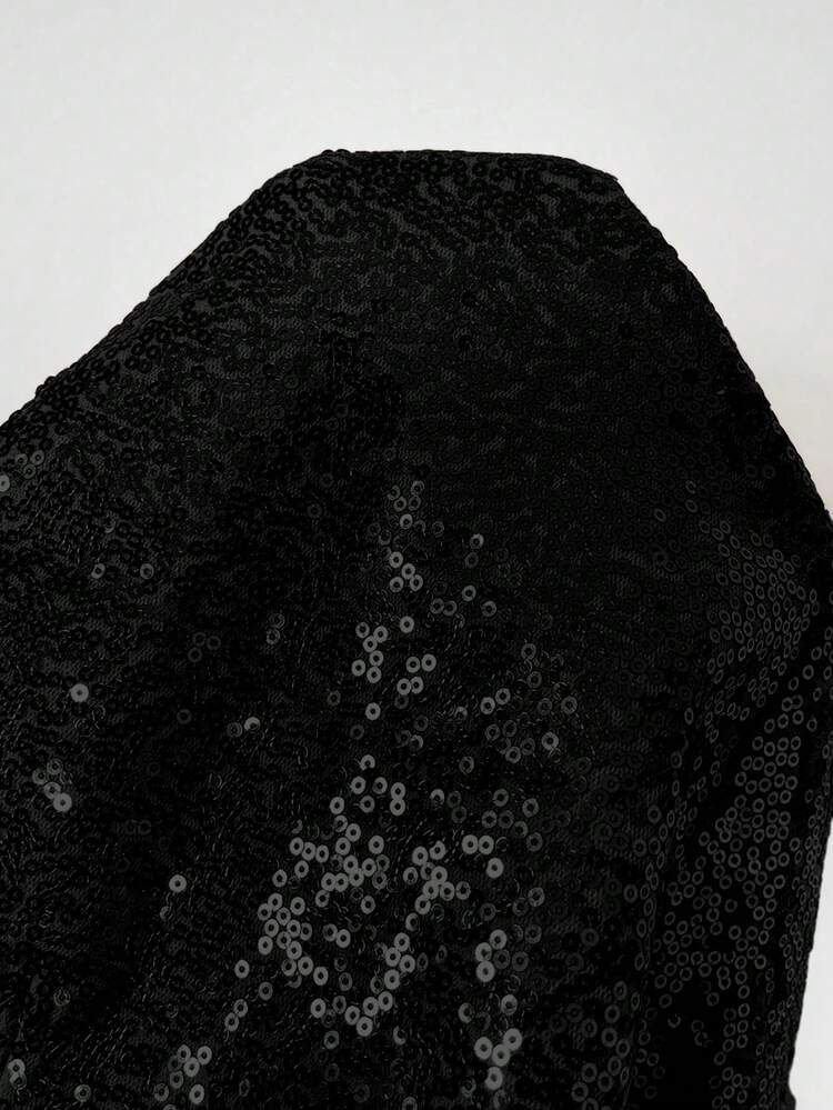 Women's Solid Color Glitter Sparkle Split Joint Skirt