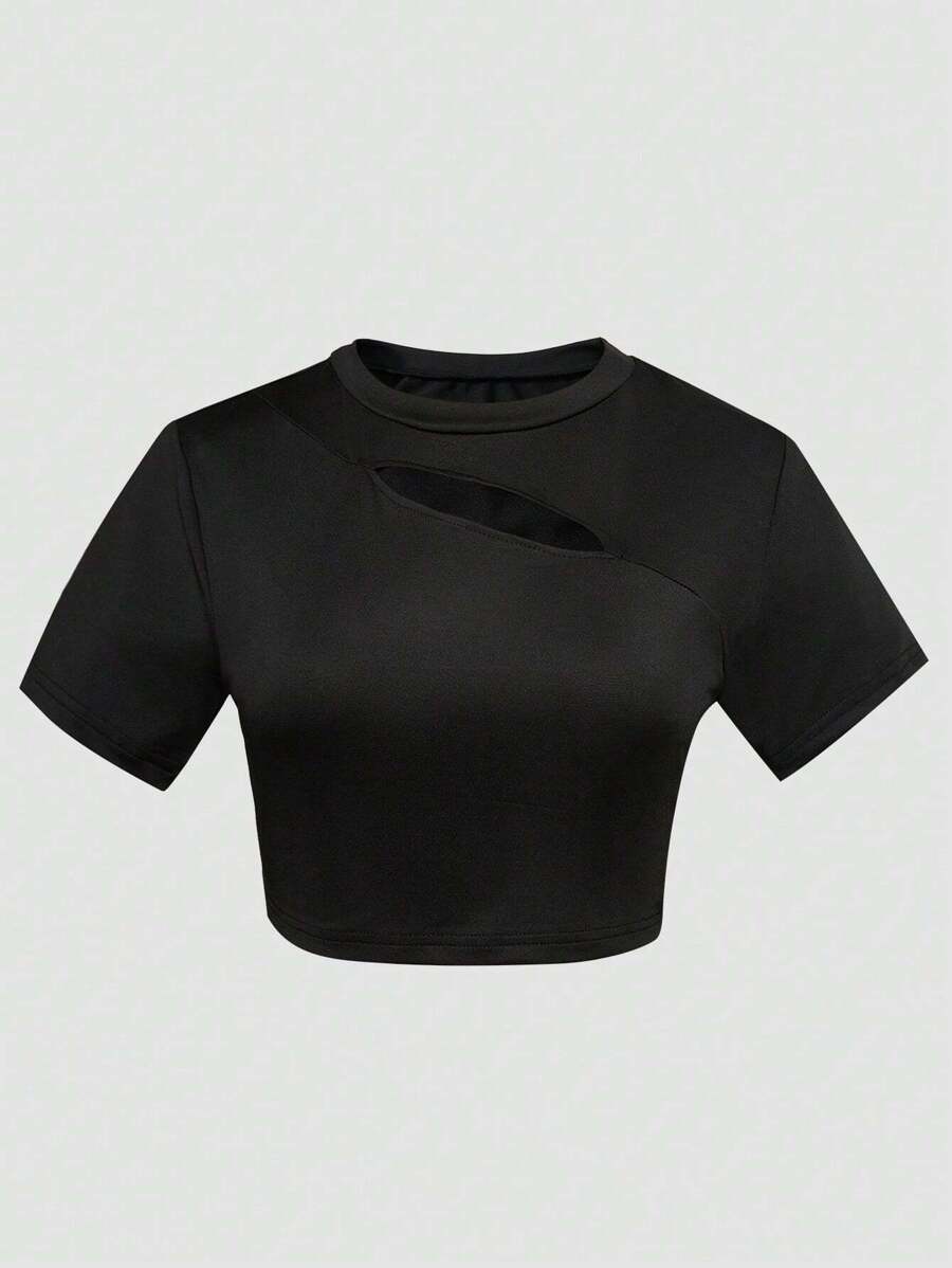 少女們的黑色露肩短袖上衣,嘻哈風格 - 黑色 - 查看 1