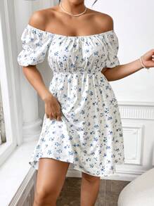 Flirla Knotted Back Cut-Out Floral Print Dress - White - View 2