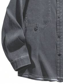 Uomo Giacche a camicia toppa con lettera con doppia tasca