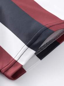 Men's Striped Short Sleeve T-Shirt - Red and White - View 7