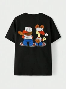 GARFIELD X SHEIN Unisex Cartoon Printed Round Neck T-Shirt