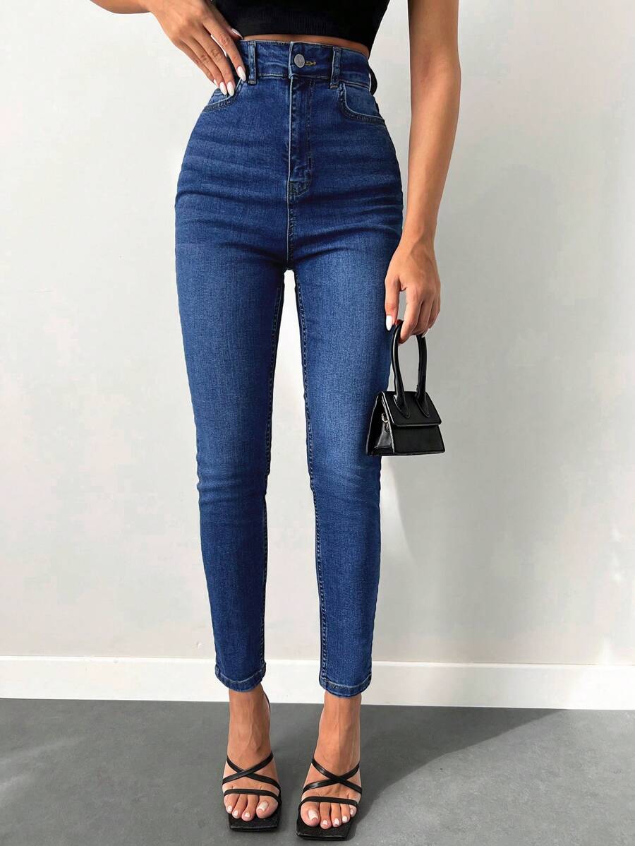 EURMUSE Women's High Waisted Skinny Jeans - Dark Wash - View 1