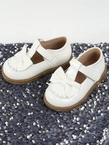 1雙兒童白色pu皮平底鞋,幼兒女孩平底鞋,不同尺寸可選 - 白色 - 查看 5