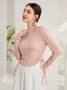 Modelyn Women'S Solid Color Casual Two Piece Set