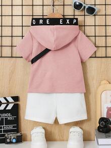 SHEIN Stylish Casual Outfit Set With Bag For Baby Boys - Pink - View 2