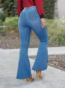 SHEIN LUNE Flared Jeans - Light Wash - View 2