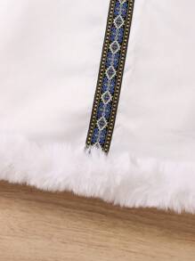 SHEIN 小女孩幾何印花立領無袖裙 - 白色 - 查看 7