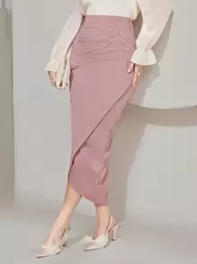 Modelyn Falda de mujer con diseño envolvente elegante - Rosa - Ver 1