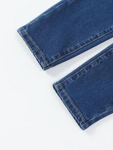 Quần jeans túi xéo hình mèo thường ngày dành cho các cô gái Tween - Rửa tối - Xem 4