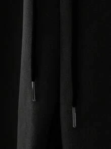 Manfinity Homme 男士圓領長袖連帽衫和運動褲套裝 - 黑色 - 查看 6