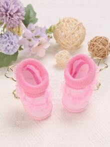 Infant Girls' Fashionable Flat Shoes With Pink Frill Trim Decoration - Pink - View 5