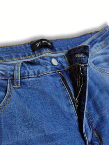 Women'S Plus Size Wide Leg Jeans With Faux Patchwork Design And Loose Fit, Spring Summer Autumn