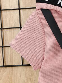 SHEIN Stylish Casual Outfit Set With Bag For Baby Boys - Pink - View 4