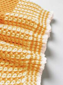 SHEIN Unity Khối màu Vòng cổ Áo chui đầu Áo len - Màu Mù tạt vàng - Xem 6