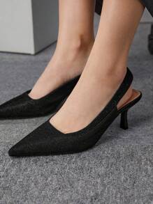 Của phụ nữ Đúng mốt Giày cao gót Đen Pointed-Toe Giày nữ Baotou - màu đen - Xem 5