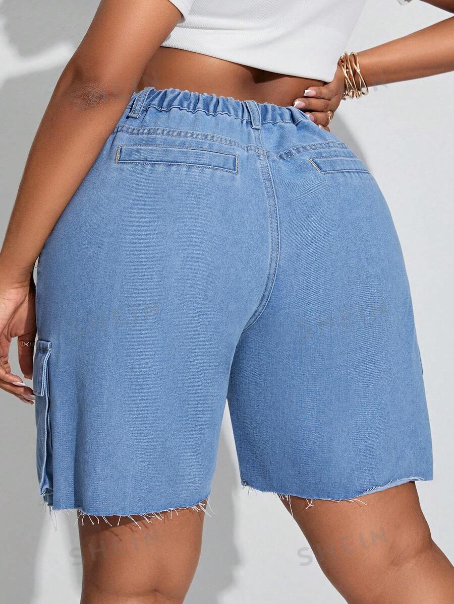 SHEIN SXY Plus Size Women'S Denim Bib Shorts SHEIN USA
