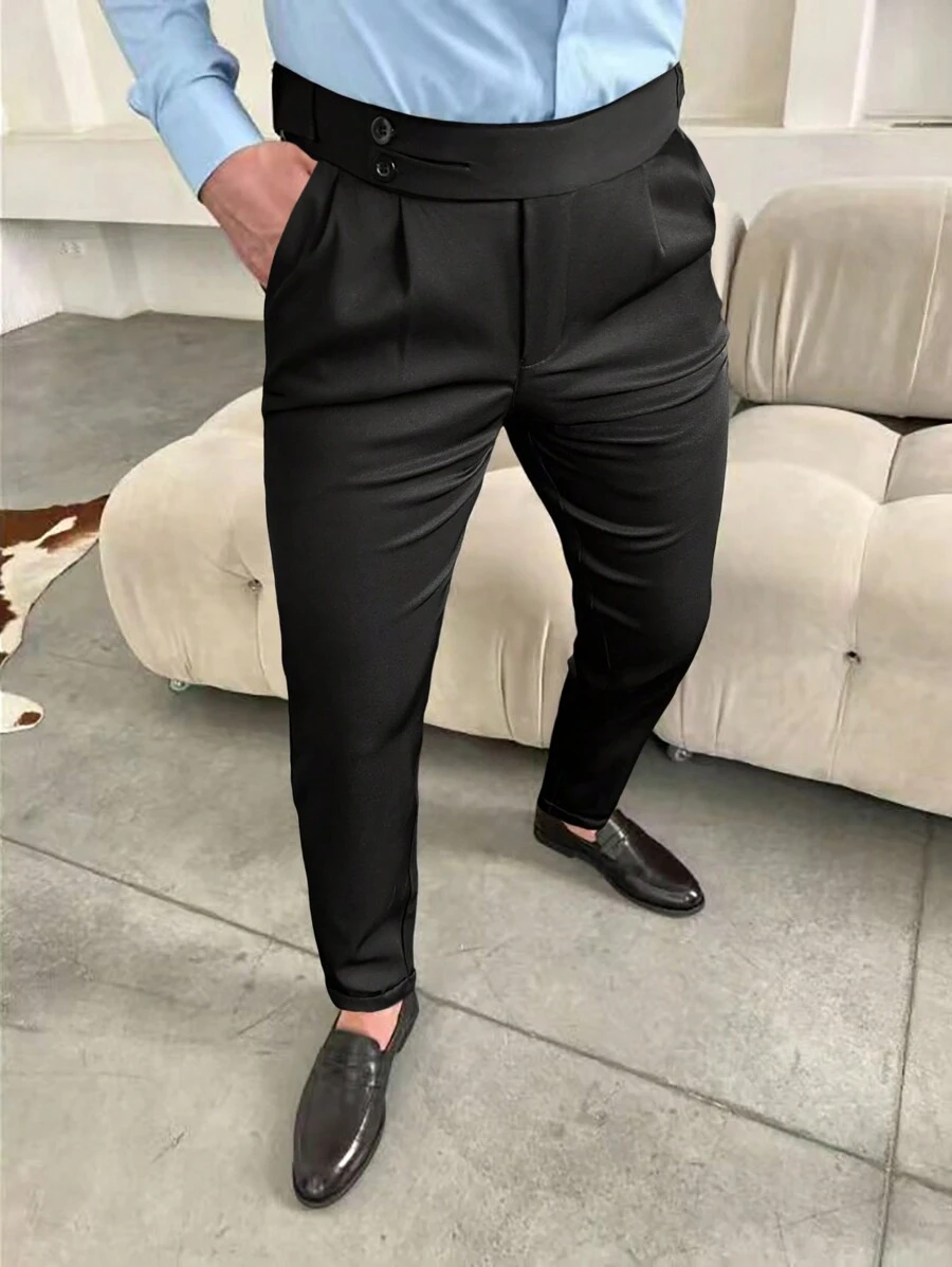 Manfinity Mode Men'S Double-Breasted Suit Pants - Black - View 1