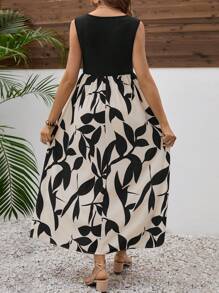 SHEIN Maternity Printed Patchwork Sleeveless Dress