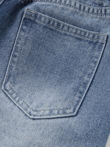 Pantalones Cortos De Mezclilla Para Niño Rasgados Y Lavados Con Agua - Azul lavado medio - Ver 5