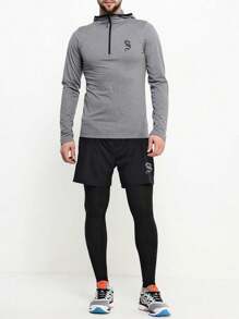 Gym Rark Boyfriend Style Men's Long Sleeve Half Zip Sports Jacket Workout Tops Grey Jacket Sports Jacket - Grey - View 3