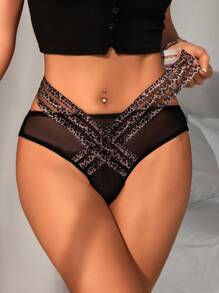 SHEIN 女士豹纹交叉三角裤 - 彩色 - 查看 5