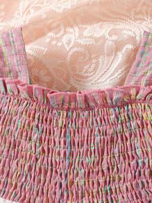 Vestito casual e confortevole per bambina con texture a quadri colorati, maniche a sbuffo - Multicolore - Visualizzare 4