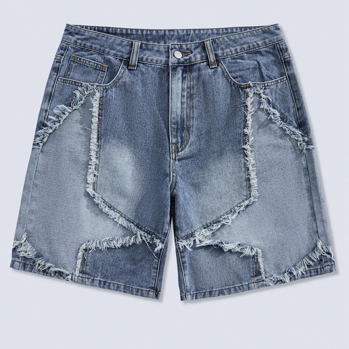 Shorts vaqueros para hombre con dobladillo deshilachado y bolsillos