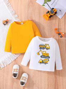 嬰兒男童長袖卡通印花t卹,適用於春秋季節 - 彩色 - 查看 1