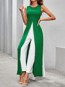 SHEIN Clasi 女式無袖圓領連身褲配裙 - 彩色 - 查看 6