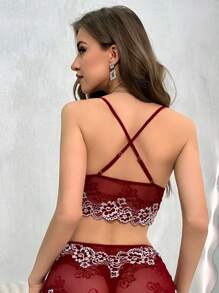 Conjuntos De Pijama De Bordado De Flores Para Mujeres