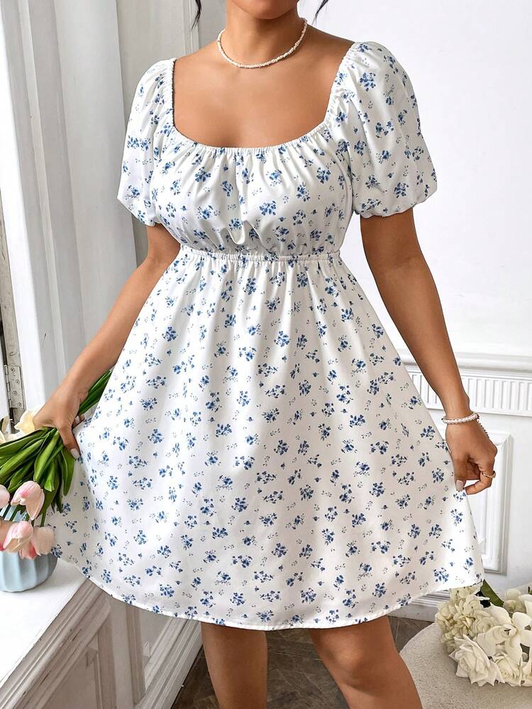 Knotted Back Cut-Out Floral Print Dress