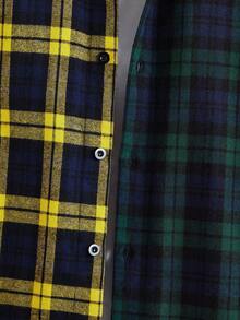 Manfinity RebelGame Loose Fit Men's Casual Plaid Patchwork Long Sleeve Woven Shirt - Multicolor - View 4