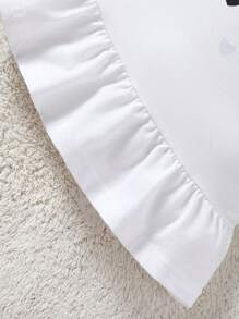 Baby Girl Leopard Print & Heart Pattern Round Neck Casual Short Sleeve T-Shirt 3pcs/Set For Summer - Multicolor - View 4