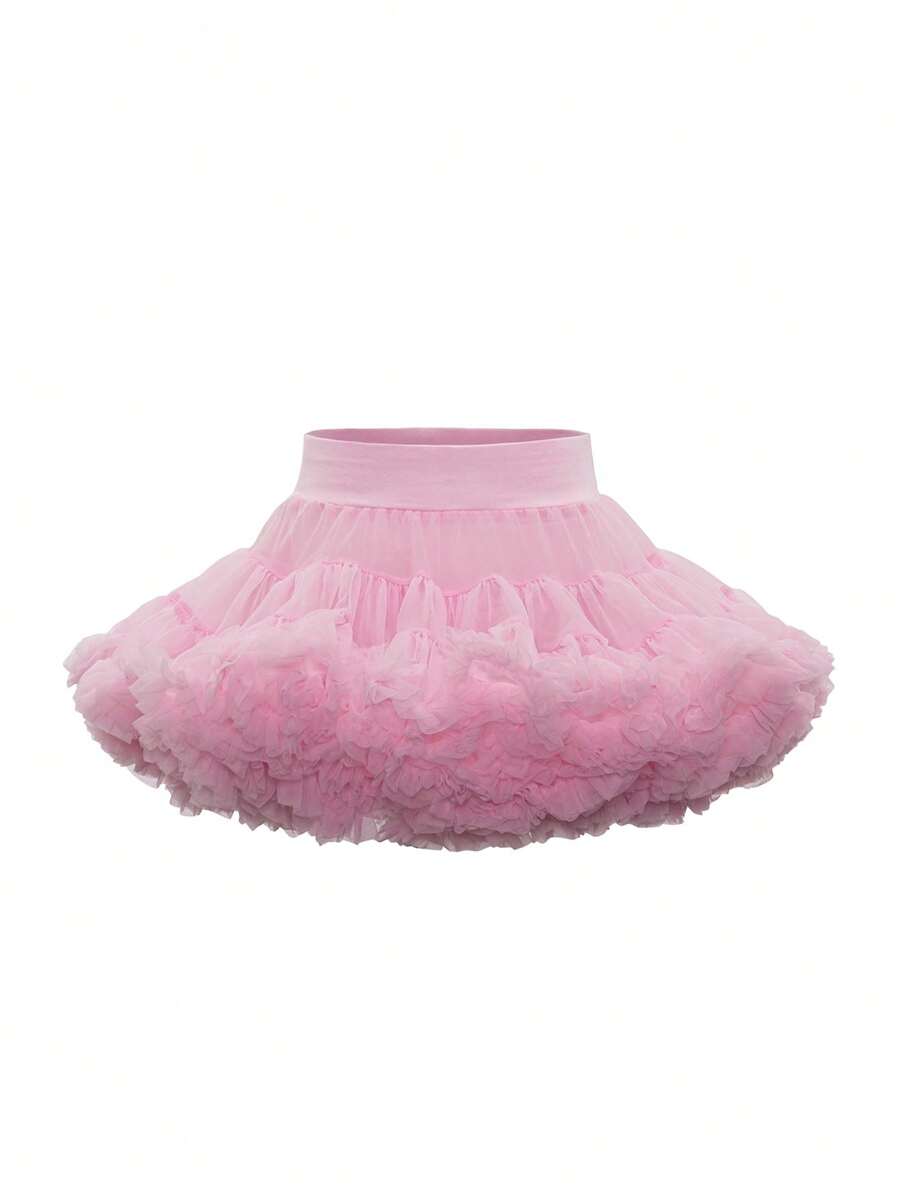 Sparklyn Young Girl Sheer Mesh Puff Skirt In Elegant Pink Color ...