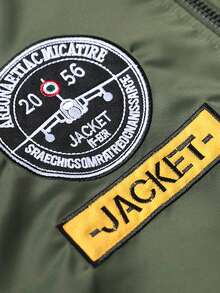 Men's Spring & Autumn Pilot Baseball Jacket, Suitable For Sports, Outdoor And Leisure Activities - Army Green - View 5