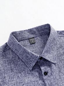 Manfinity Homme Men's Long Sleeve Button Up Shirt - Dark Wash - View 8