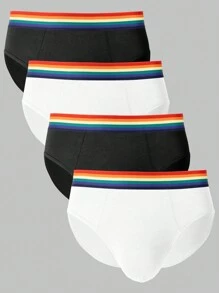 Men'S 4pcs Rainbow Striped Triangle Underwear - Multicolor - View 8