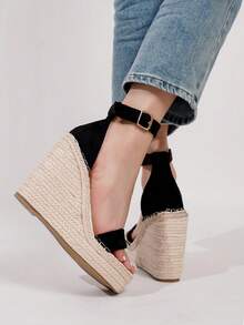 中空設計開背黑色高跟涼鞋,適合十幾歲的女孩 - 黑色 - 查看 5