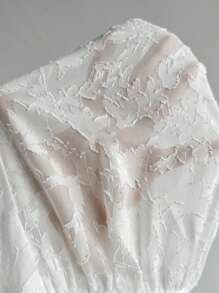 Chiquease Damski Żakard Pofałdowany Bez ramiączek Sukienki - Biały - Zobacz 6