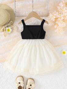 SHEIN Young Girl Gorgeous Color Block Mesh Tulle Cami Dress - Multicolor - View 2