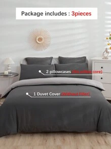 Bộ 3 vỏ chăn màu xám đậm và xám nhạt Double-Spell, Bộ đồ giường, Vỏ chăn siêu mềm và thân thiện với da, Thoáng khí, Vỏ chăn có thể giặt được, Bé trai và bé gái, Học sinh, Vỏ chăn và vỏ gối mặc ở ký túc xá, Không có lõi chăn, Phù hợp với giường đôi cỡ Queen, Phù hợp với mọi mùa, Trang trí nhà cửa, Quà tặng bộ đồ giường, Có thể giặt bằng máy. Giường đôi cỡ Queen cỡ King - Màu xám đen - Xem 2