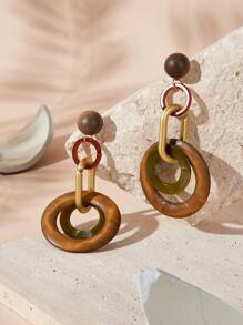 Travachic 1pair Wooden Vacation Style Earrings - Multicolor - View 2