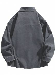 Uomo Giacche a camicia toppa con lettera con doppia tasca