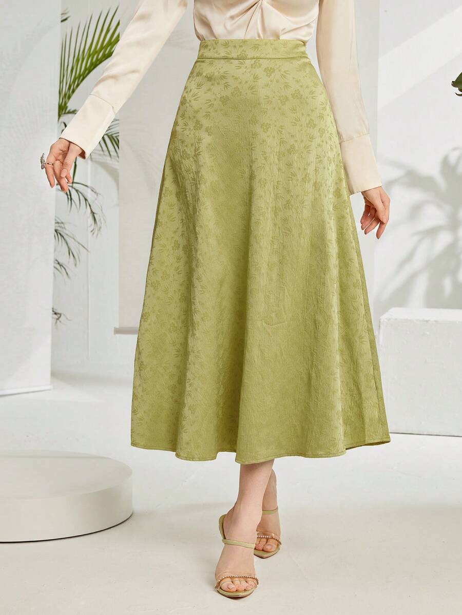 Modelyn Women's Jacquard Long Skirt - Green - View 1