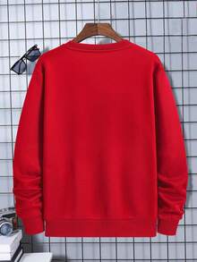 Manfinity Hypemode Loose Fit Men's Headphone Printed Round Neck Sweatshirt - Red - View 2