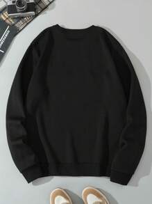 Nam Kích thước lớn Love Và Hòa bình In Áo nỉ - màu đen - Xem 2