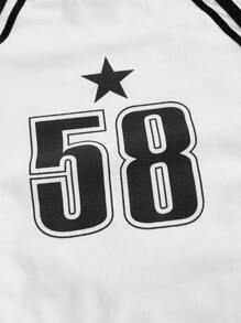 SHEIN EZwear 女性數字印花t恤 - 白色 - 查看 3