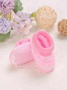 Infant Girls' Fashionable Flat Shoes With Pink Frill Trim Decoration - Pink - View 2